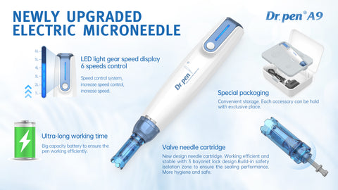 Dr.pen A9 Microneedling Pen Home Use Skin Care Device 6 Light Speed 3 Lock System