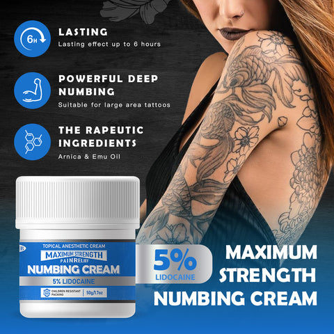 5% Lido Numbing Cream for Tattoo Piercing Injection Waxing Microblading Painless FDA Approved