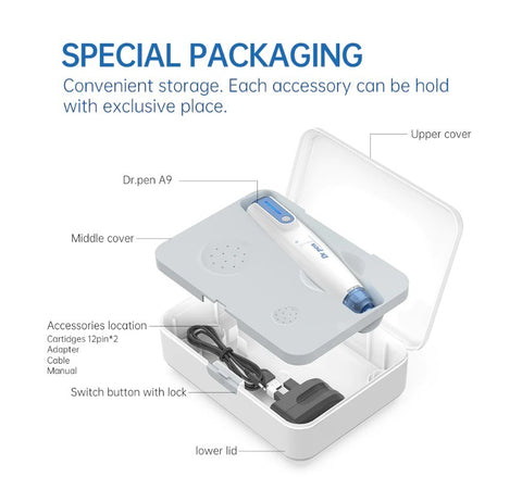 Dr.pen A9 Microneedling Pen Home Use Skin Care Device 6 Light Speed 3 Lock System